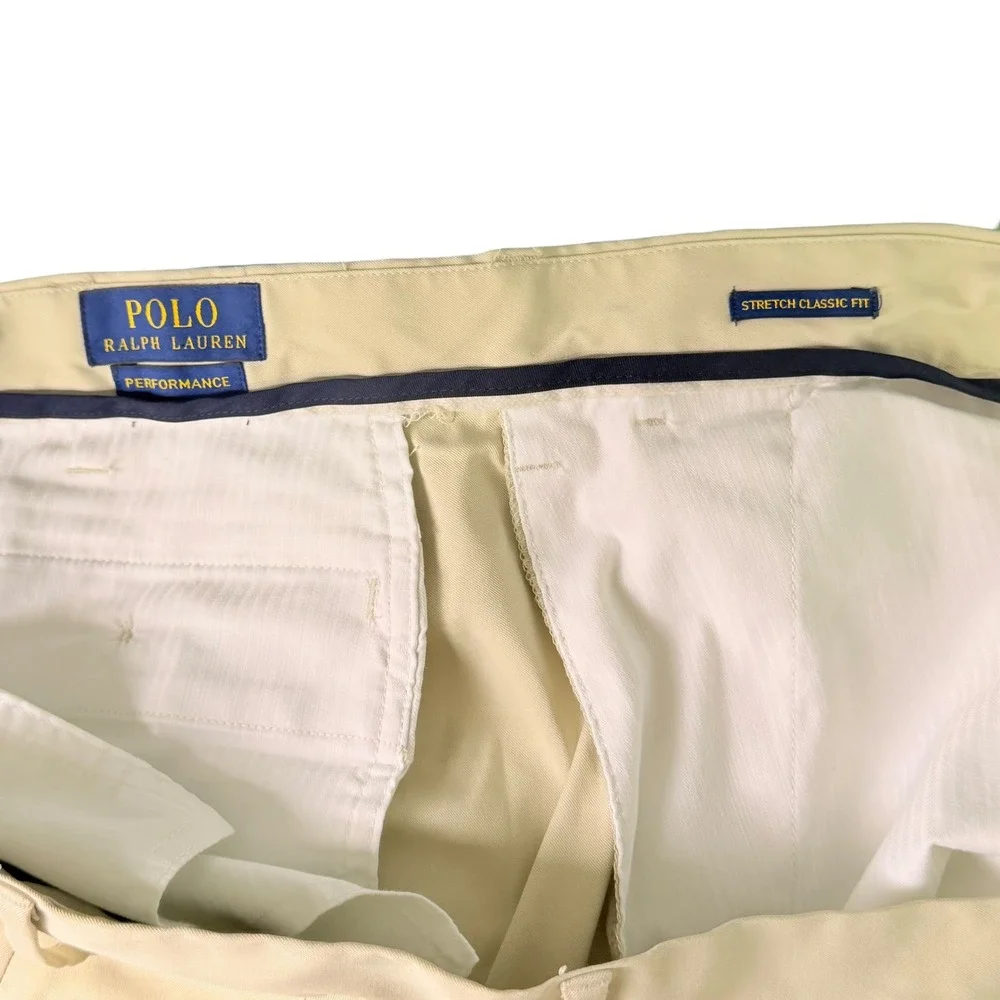 Polo Ralph Lauren Performance Chino Pants Mens 38x32 Tan Classic Fit Preppy Golf